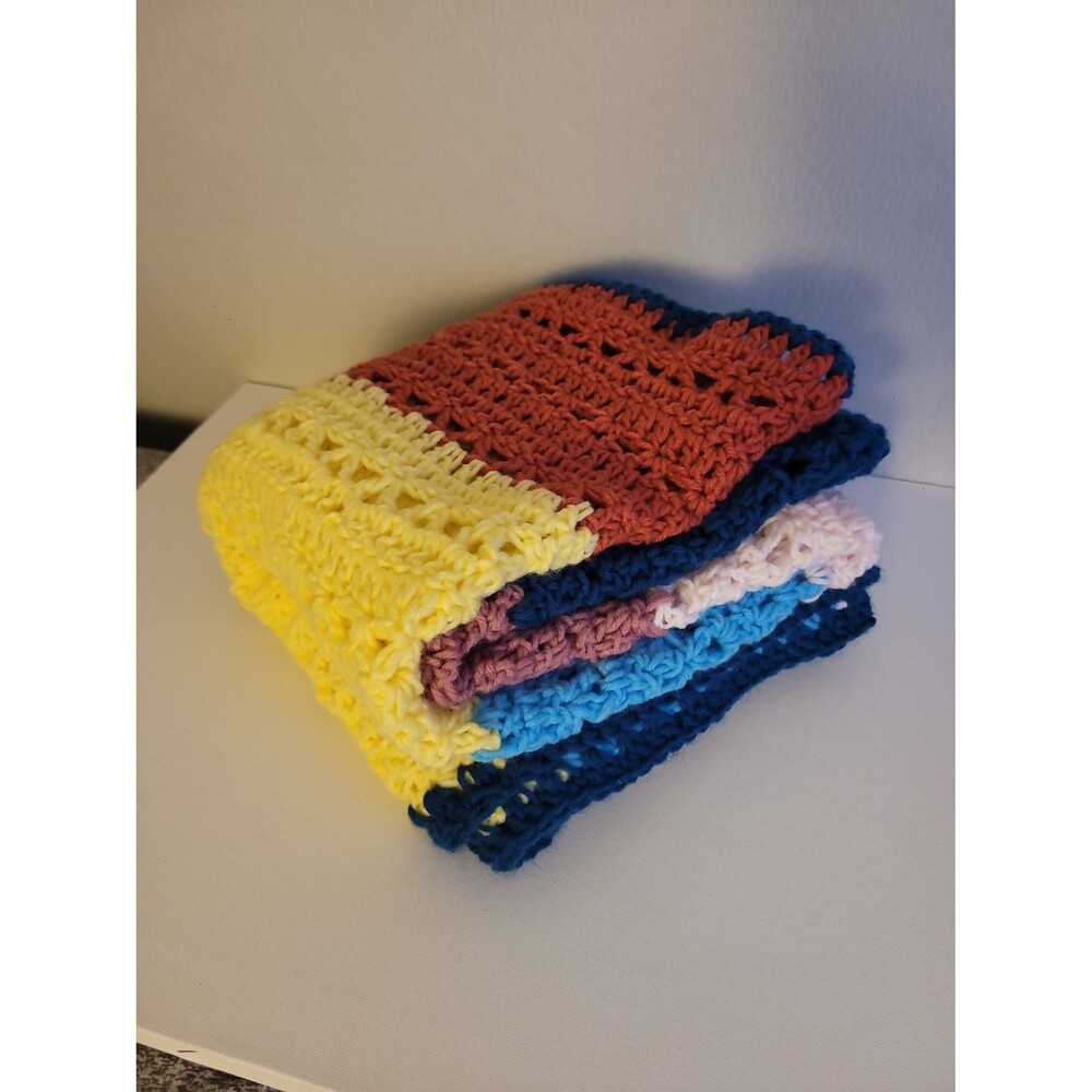 Vintage Small Handmade Crochet Blanket